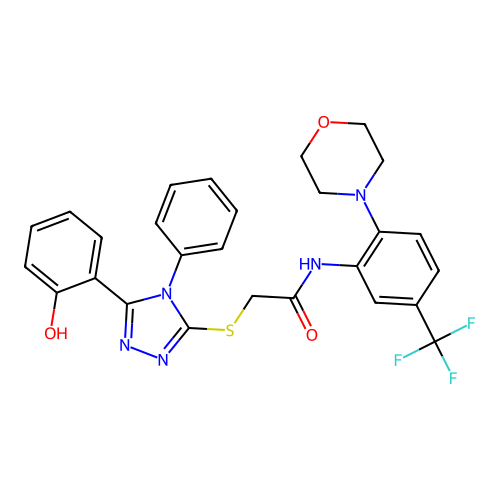 2-{[5-(2-hydroxyphenyl)-4-phenyl-4H-1,2,4-triazol-3-yl]sulfanyl}-N-[2-(morpholin-4-yl)-5-(trifluoromethyl)phenyl]acetamide structure