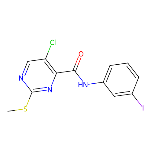 5-chloro-N-(3-iodophenyl)-2-(methylsulfanyl)pyrimidine-4-carboxamide structure