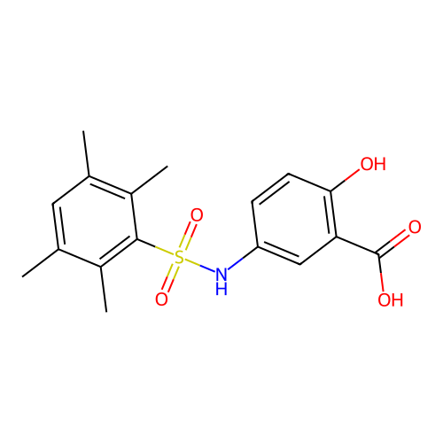 2-Hydroxy-5-(2,3,5,6-tetramethylphenylsulfonamido)benzoic acid structure