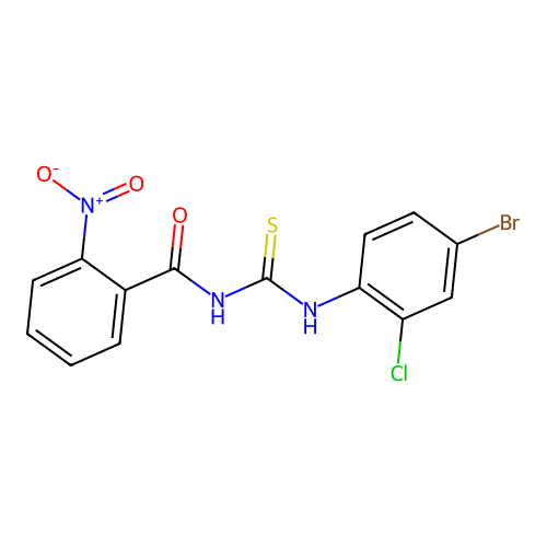 N-[(4-bromo-2-chlorophenyl)carbamothioyl]-2-nitrobenzamide structure
