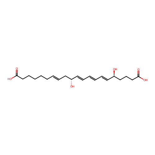 (5S,12R)-5,12-dihydroxyhenicosa-6,8,10,14-tetraenedioic acid structure