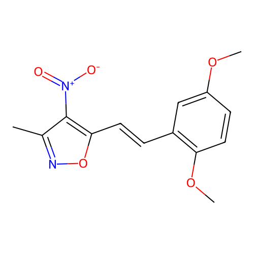 5-[(E)-2-(2,5-dimethoxyphenyl)ethenyl]-3-methyl-4-nitro-1,2-oxazole structure