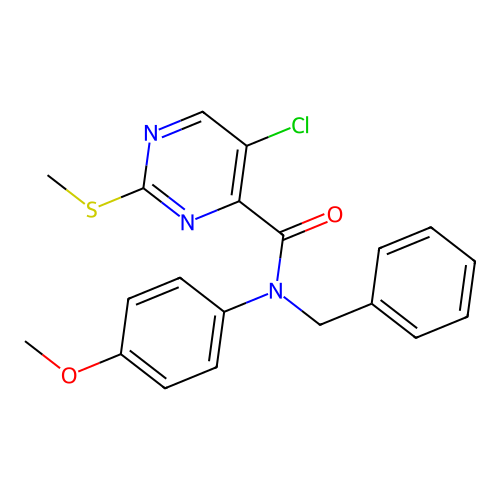 N-benzyl-5-chloro-N-(4-methoxyphenyl)-2-(methylsulfanyl)pyrimidine-4-carboxamide structure