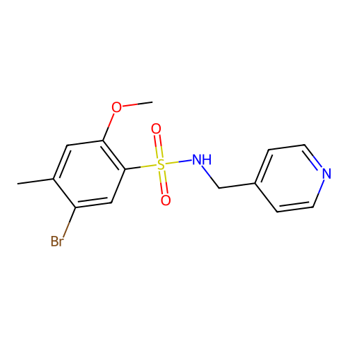 5-bromo-2-methoxy-4-methyl-N-(pyridin-4-ylmethyl)benzenesulfonamide structure