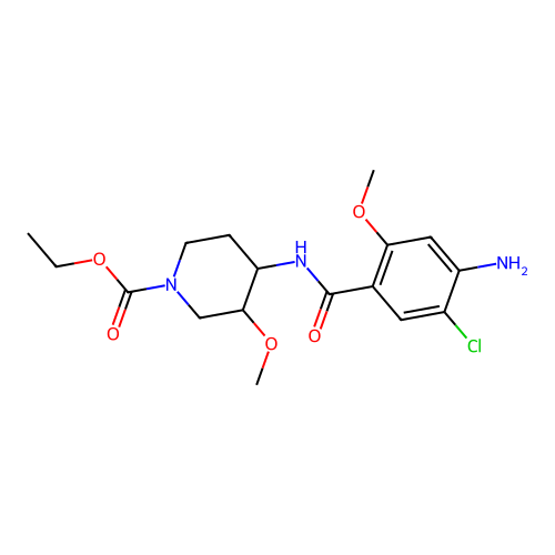 ethyl 4-[(4-amino-5-chloro-2-methoxybenzoyl)amino]-3-methoxypiperidine-1-carboxylate structure