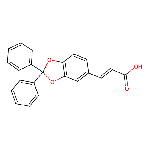 (E)-3-(2,2-Diphenylbenzo(1,3)dioxol-5-yl)prop-2-enoic acid structure