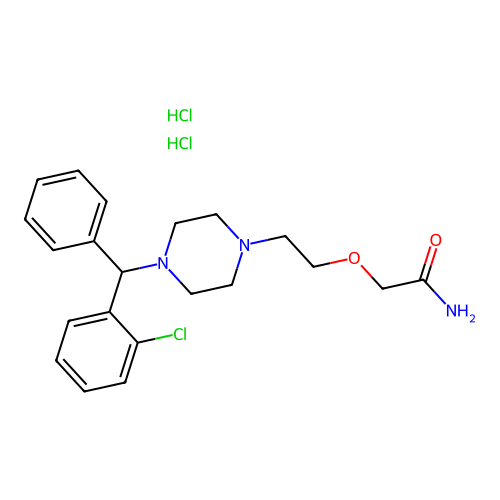 2-(2-(4-((2-Chlorophenyl)phenylmethyl)-1-piperazinyl)ethoxy)acetamide dihydrochloride structure