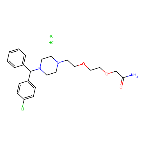 2-(2-(2-(4-(4-chlorophenyl)benzyl-1-piperazinyl)ethoxy)ethoxy)acetamide dihydrochloride structure