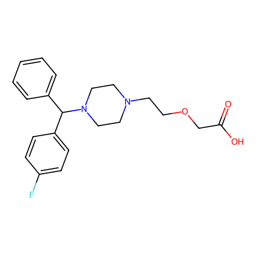(2-(4-((4-Fluorophenyl)phenylmethyl)-1-piperazinyl)ethoxy)acetic acid hydrate structure
