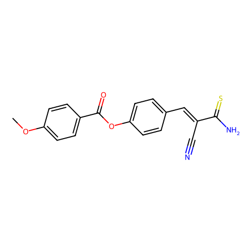 [4-[(E)-3-amino-2-cyano-3-sulfanylideneprop-1-enyl]phenyl] 4-methoxybenzoate structure