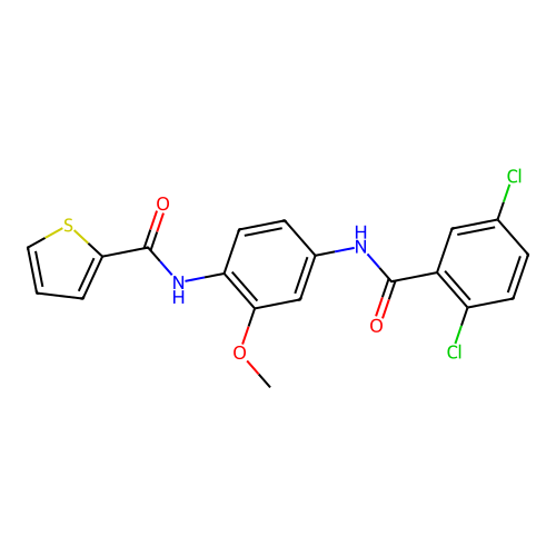 N-[4-[(2,5-dichlorobenzoyl)amino]-2-methoxyphenyl]thiophene-2-carboxamide structure