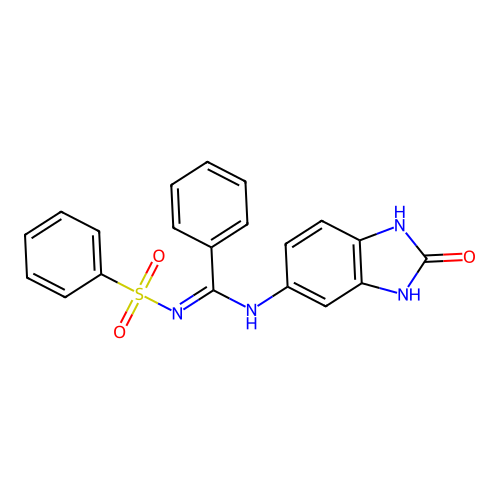 N-(2-oxo-2,3-dihydro-1H-benzimidazol-5-yl)-N'-(phenylsulfonyl)benzenecarboximidamide structure