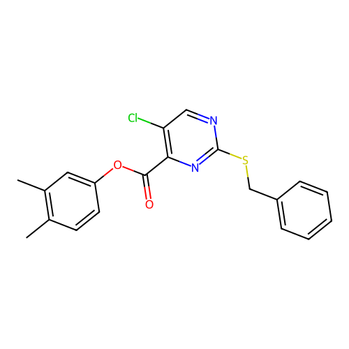 3,4-Dimethylphenyl 2-(benzylsulfanyl)-5-chloropyrimidine-4-carboxylate structure