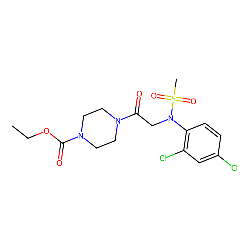 ethyl 4-(2-(N-(2,4-dichlorophenyl)methylsulfonamido)acetyl)piperazine-1-carboxylate structure