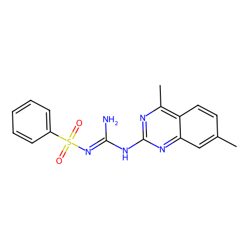 N-(N-(4,7-dimethylquinazolin-2-yl)carbamimidoyl)benzenesulfonamide structure