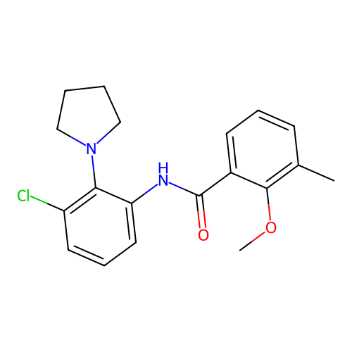 N-(3-chloro-2-pyrrolidin-1-ylphenyl)-2-methoxy-3-methylbenzamide structure