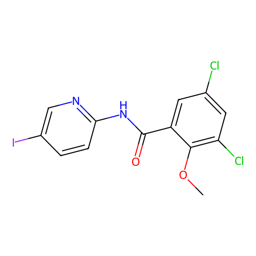 3,5-dichloro-N-(5-iodo-2-pyridinyl)-2-methoxybenzamide structure