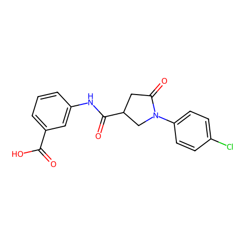 3-({[1-(4-Chlorophenyl)-5-oxopyrrolidin-3-yl]carbonyl}amino)benzoic acid structure