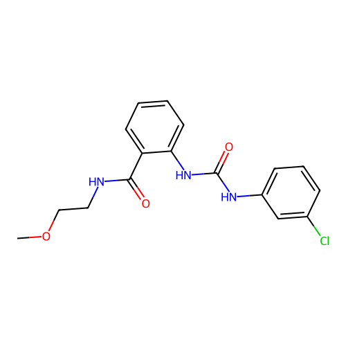 2-[(3-chlorophenyl)carbamoylamino]-N-(2-methoxyethyl)benzamide structure