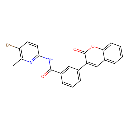 N-(5-bromo-6-methyl-2-pyridinyl)-3-(2-oxo-1-benzopyran-3-yl)benzamide structure