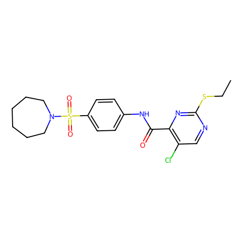 N-[4-(azepan-1-ylsulfonyl)phenyl]-5-chloro-2-(ethylsulfanyl)pyrimidine-4-carboxamide structure