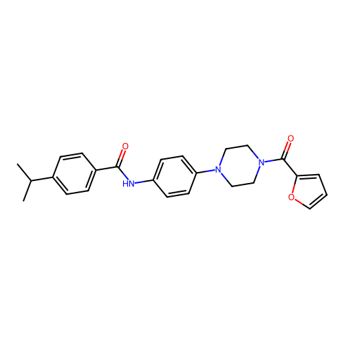 N-[4-[4-(furan-2-carbonyl)piperazin-1-yl]phenyl]-4-propan-2-ylbenzamide structure