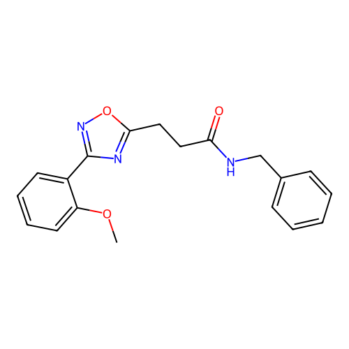 N-benzyl-3-[3-(2-methoxyphenyl)-1,2,4-oxadiazol-5-yl]propanamide structure