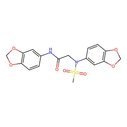 N-(1,3-benzodioxol-5-yl)-2-[1,3-benzodioxol-5-yl(methylsulfonyl)amino]acetamide structure