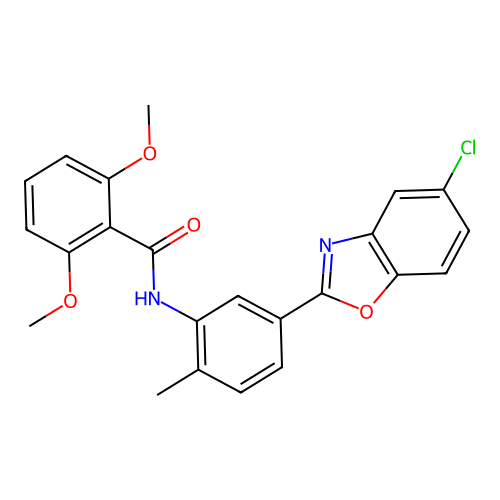 N-[5-(5-chloro-1,3-benzoxazol-2-yl)-2-methylphenyl]-2,6-dimethoxybenzamide structure