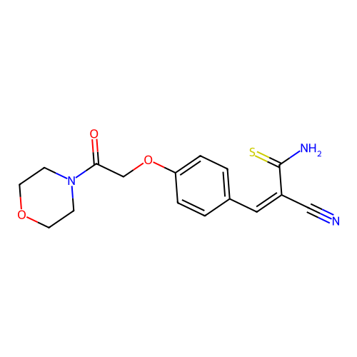 (2Z)-2-cyano-3-{4-[2-(morpholin-4-yl)-2-oxoethoxy]phenyl}prop-2-enethioamide structure