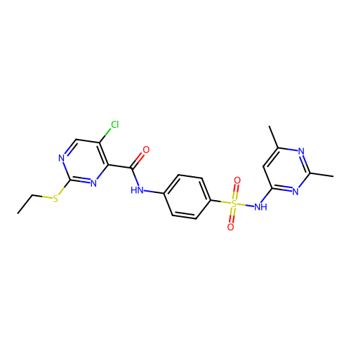 5-chloro-N-{4-[(2,6-dimethylpyrimidin-4-yl)sulfamoyl]phenyl}-2-(ethylsulfanyl)pyrimidine-4-carboxamide structure