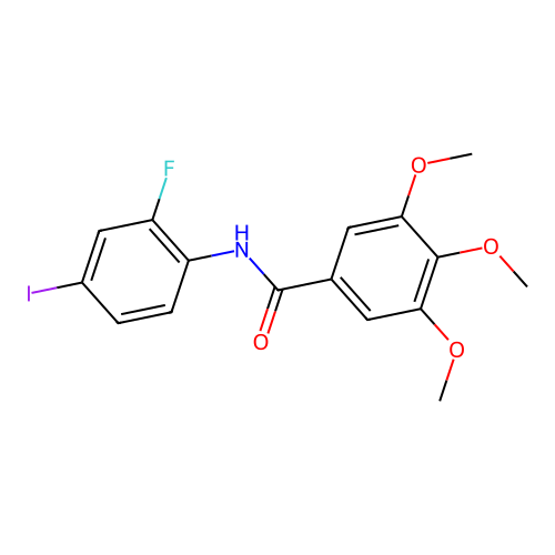N-(2-fluoro-4-iodophenyl)-3,4,5-trimethoxybenzamide structure