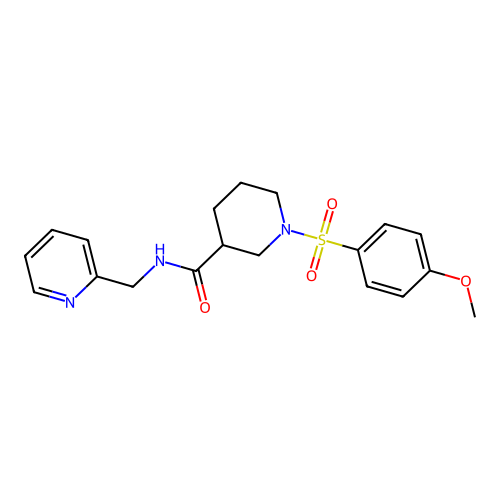 1-(4-methoxyphenyl)sulfonyl-N-(pyridin-2-ylmethyl)piperidine-3-carboxamide structure