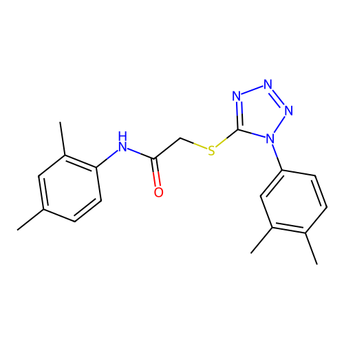 N-(2,4-dimethylphenyl)-2-[1-(3,4-dimethylphenyl)tetrazol-5-yl]sulfanylacetamide structure