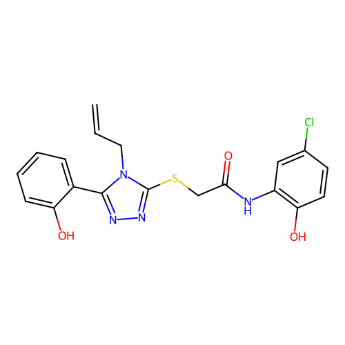 2-((4-allyl-5-(2-hydroxyphenyl)-4H-1,2,4-triazol-3-yl)thio)-N-(5-chloro-2-hydroxyphenyl)acetamide structure