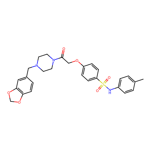 4-[2-[4-(1,3-benzodioxol-5-ylmethyl)piperazin-1-yl]-2-oxoethoxy]-N-(4-methylphenyl)benzenesulfonamide structure