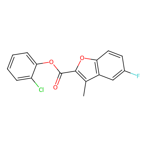 2-Chlorophenyl 5-fluoro-3-methyl-1-benzofuran-2-carboxylate structure