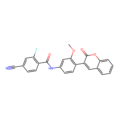 4-cyano-2-fluoro-N-[3-methoxy-4-(2-oxochromen-3-yl)phenyl]benzamide structure