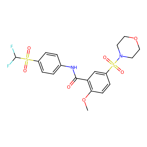 N-[4-(difluoromethylsulfonyl)phenyl]-2-methoxy-5-morpholin-4-ylsulfonylbenzamide structure