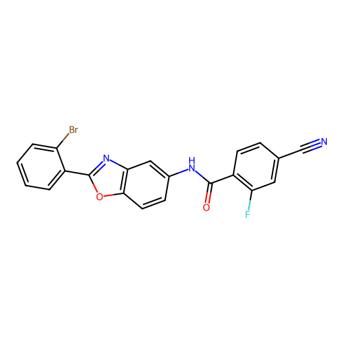N-[2-(2-bromophenyl)-1,3-benzoxazol-5-yl]-4-cyano-2-fluorobenzamide structure