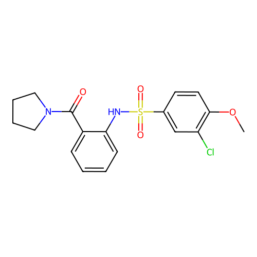 3-chloro-4-methoxy-N-[2-(pyrrolidine-1-carbonyl)phenyl]benzenesulfonamide structure