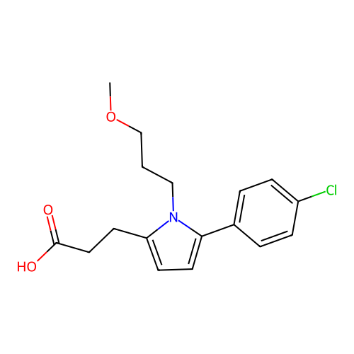 3-[5-(4-chlorophenyl)-1-(3-methoxypropyl)-1H-pyrrol-2-yl]propanoic acid structure