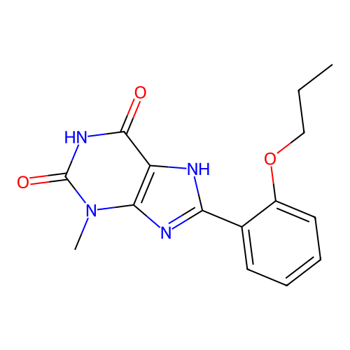 3-methyl-8-(2-propoxyphenyl)-3,7-dihydro-1H-purine-2,6-dione structure