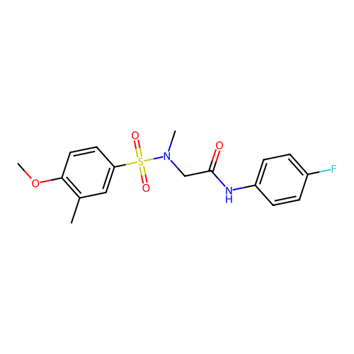 N-(4-fluorophenyl)-2-[(4-methoxy-3-methylphenyl)sulfonyl-methylamino]acetamide structure