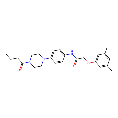 N-[4-(4-butanoylpiperazin-1-yl)phenyl]-2-(3,5-dimethylphenoxy)acetamide structure