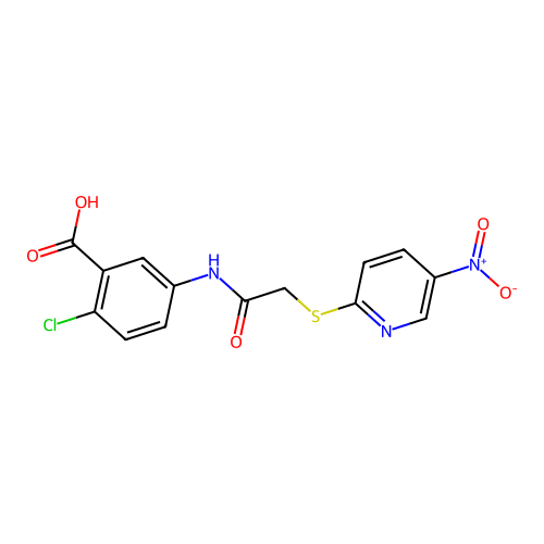 2-chloro-5-[[2-(5-nitropyridin-2-yl)sulfanylacetyl]amino]benzoic Acid structure