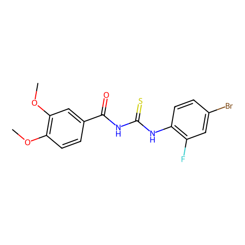 N-[(4-bromo-2-fluorophenyl)carbamothioyl]-3,4-dimethoxybenzamide structure