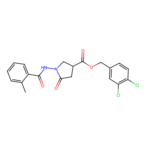 3,4-dichlorobenzyl 1-{[(2-methylphenyl)carbonyl]amino}-5-oxopyrrolidine-3-carboxylate structure