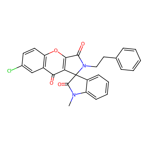 7-chloro-1'-methyl-2-phenethylspiro[chromeno[2,3-c]pyrrole-1,3'-indole]-2',3,9-trione structure
