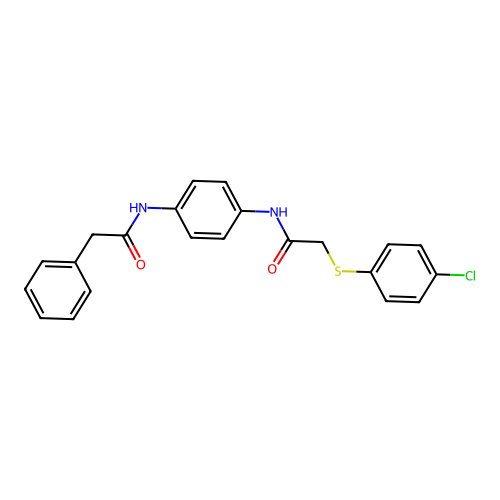 2-[(4-chlorophenyl)sulfanyl]-N-{4-[(phenylacetyl)amino]phenyl}acetamide structure